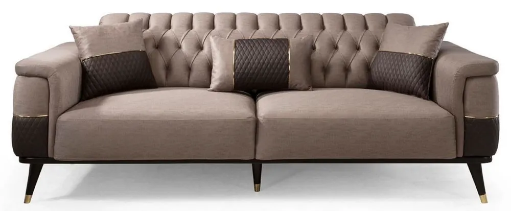 Casa Padrino canapé-lit de luxe marron / marron foncé / or 225 x 94 x H. 83 cm - Canapé de salon moderne - Meuble de salon Schneller Versand