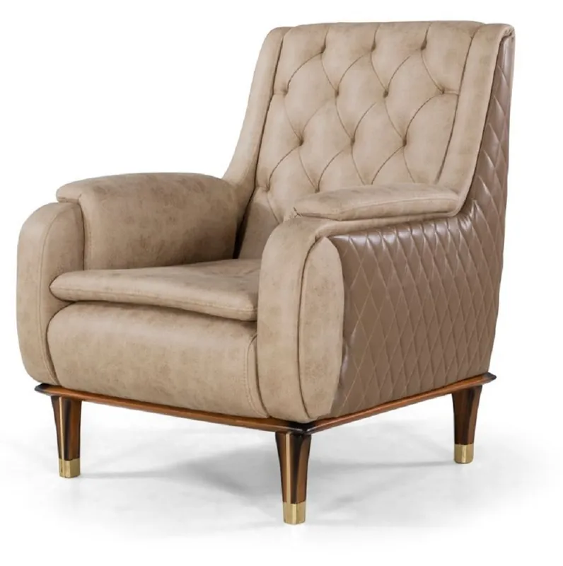 Top-Angebot Casa Padrino fauteuil Chesterfield de luxe beige / marron / noir / or 75 x 88 x H. 95 cm - Fauteuil de salon moderne - Meuble de salon