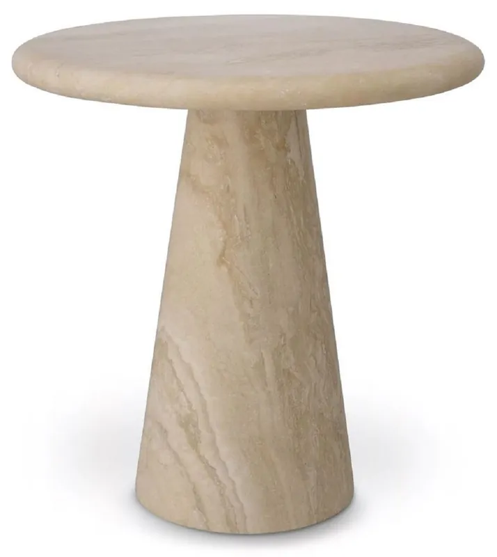 Casa Padrino table d'appoint de luxe beige Ø 45 x H. 46 cm - Table d'appoint ronde en calcaire travertin de haute qualité - Mobilier de Salon et d'Hôtel - Collection de Luxe Kracherpreis