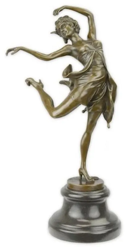 Günstig Casa Padrino sculpture en bronze Art Nouveau de luxe danseuse avec socle en marbre bronze / noir 20 x 15,1 x H. 38,2 cm - Figurine en Bronze - Figurine Décorative - Accessoires Décoratifs