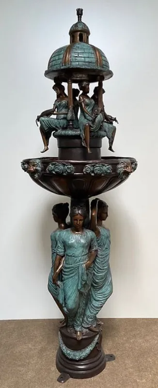 Casa Padrino fontaine en bronze Art Nouveau de luxe bronze / turquoise Ø 81 x H. 236 cm - Magnifique fontaine de jardin - Décoration de Jardin Baroque & Art Nouveau Sofort Bestellen