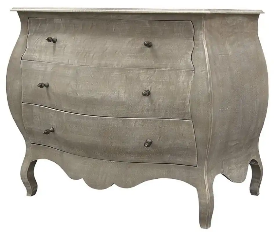 Casa Padrino commode de luxe en bois massif de style campagnard avec 3 tiroirs gris - Armoire de style campagnard fabriqués à la main - Qualité de Luxe Versand Am Gleichen Tag