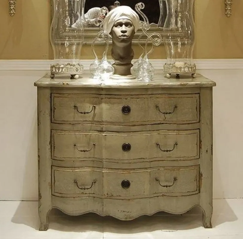 Neuheit Casa Padrino commode de luxe en bois massif de style campagnard avec 3 tiroirs gris antique - Armoire de style campagnard fabriqués à la main - Collection de Luxe