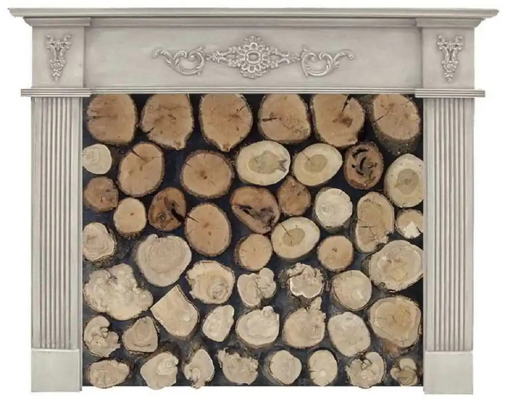Rabatt Casa Padrino cadre de cheminée en bois massif de style campagnard de luxe gris clair - Meubles de Salon et d'Hôtel de Style Campagnard - Qualité de Luxe