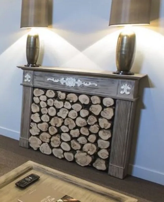 Letzte Chance Casa Padrino cadre de cheminée en bois massif de style campagnard de luxe gris foncé / blanc - Meubles de Salon et d'Hôtel de Style Campagnard - Qualité de Luxe