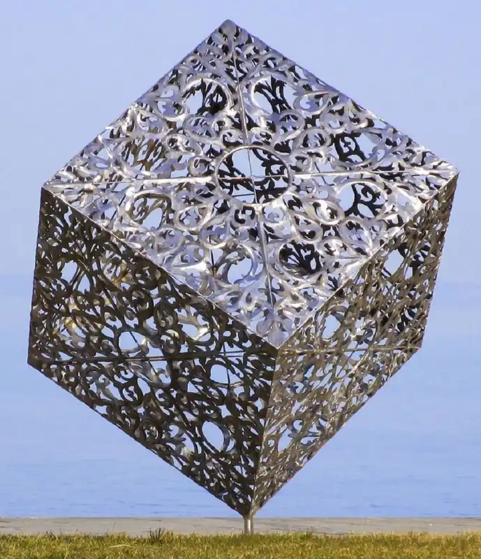 Echt Casa Padrino sculpture de jardin de luxe en acier inoxydable cube argent 150 x 130 x H. 170 cm - Décoration de jardin à la main résistant aux intempéries - Collection de Luxe
