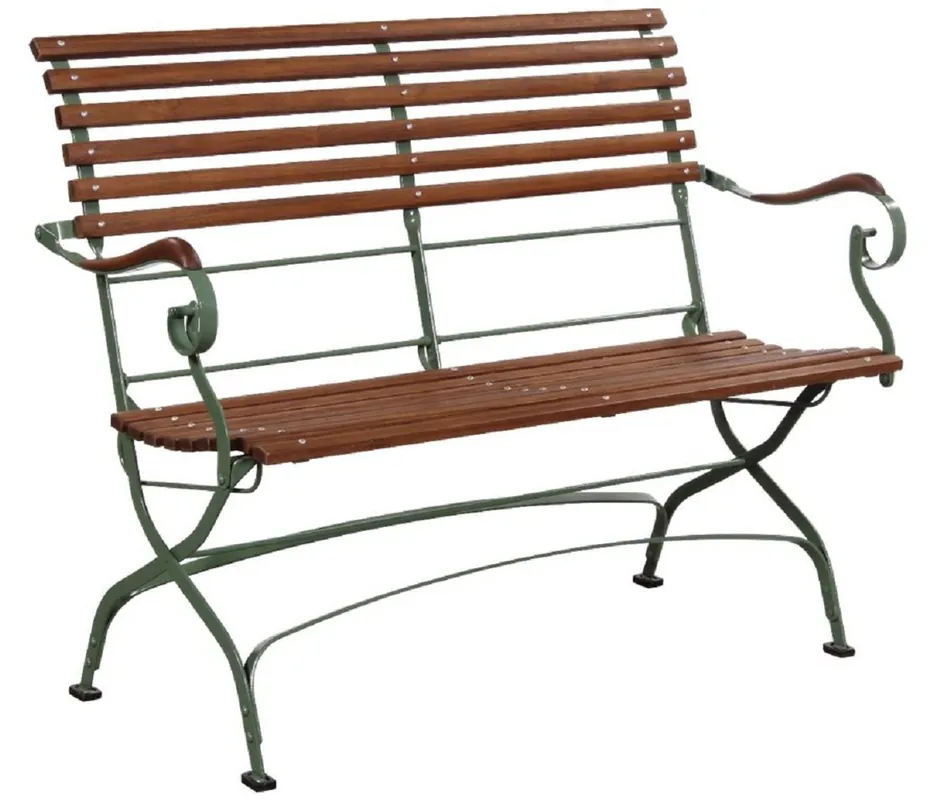Sonderangebot Casa Padrino banc de jardin Art Nouveau de luxe marron / vert 120 x 55 x H. 90 cm - Banc de jardin & terrasse avec dossier et accoudoirs - Mobilier de Jardin & Terrasse Art Nouveau