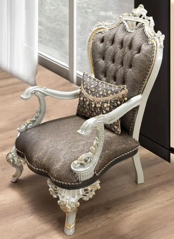 Casa Padrino fauteuil baroque de luxe bleu / or / gris / blanc / or - Magnifique fauteuil de salon avec motif élégant - Mobilier de salon baroque Neu