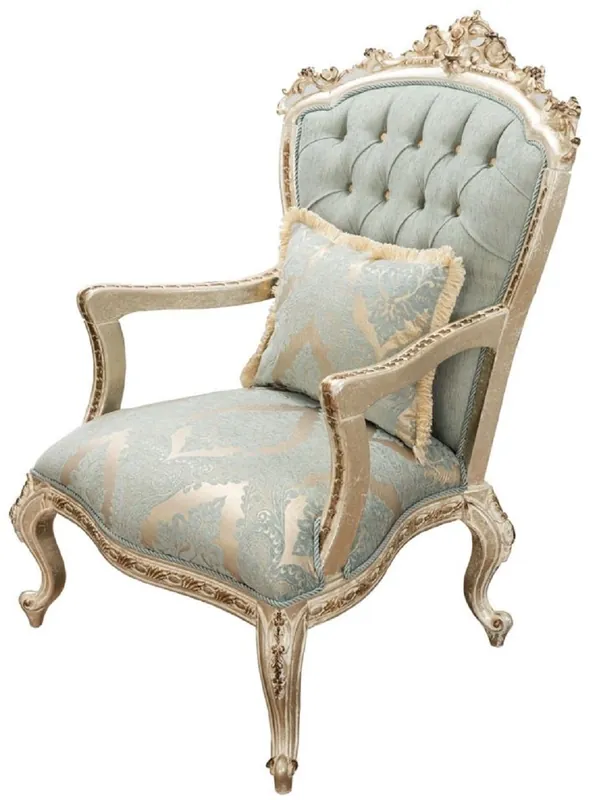 Casa Padrino fauteuil baroque de luxe vert / or antique - Magnifique fauteuil de salon avec motif élégant - Mobilier de salon baroque Preisknaller