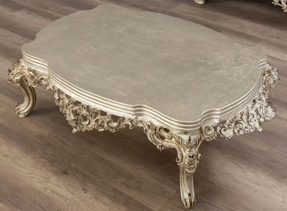 Letzte Chance Casa Padrino table basse baroque de luxe or antique - Table de salon en bois massif fait main de style baroque - Meuble de salon baroque - Noble & Magnifique