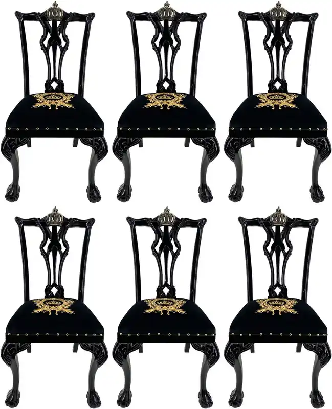 Pompöös by Casa Padrino chaises de salle à manger baroques de luxe noir / or - Chaises baroques Pompöös conçues par Harald Glööckler - 6 Chaises de salle à manger Neue Ware