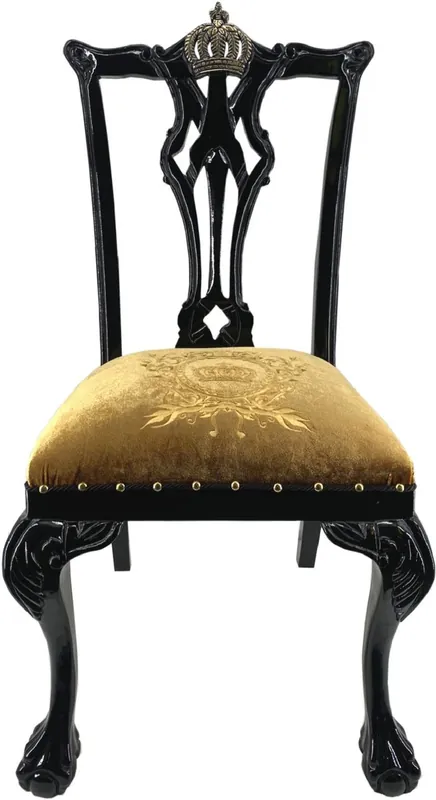 Pompöös by Casa Padrino chaise de salle à manger baroque de luxe or / noir - Chaise baroque pompeuse conçue par Harald Glööckler - Mobilier de salle à manger baroque Billig