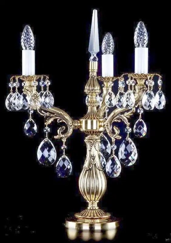Casa Padrino lampe de table baroque de luxe en cristal or Ø 43 x H. 60 cm - Magnifique lampe de bureau en laiton avec verre en cristal de Bohême - Lumières baroques en cristal Preis Gesenkt
