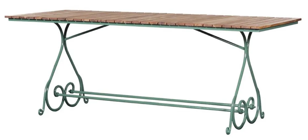 Markenprodukt Casa Padrino table de jardin Art Nouveau de luxe marron / vert 200 x 80 x H. 73 cm - Table jardin & terrasse rectangulaire - Mobilier de Jardin & Terrasse Art Nouveau