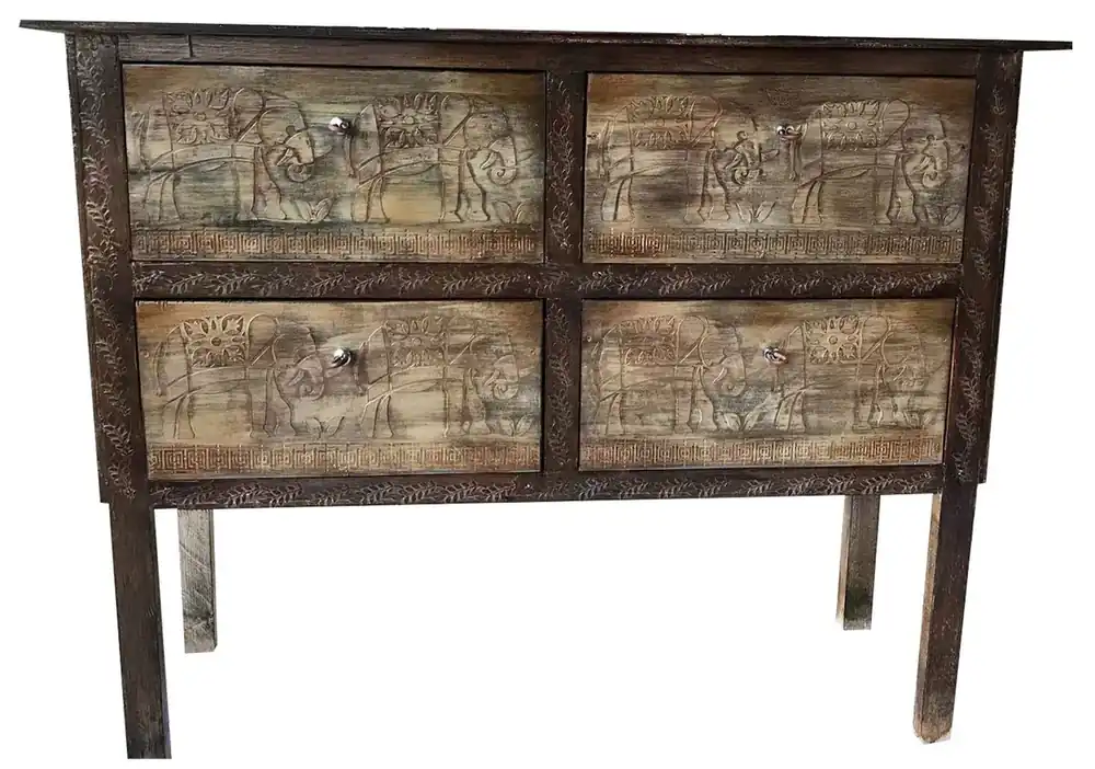 Casa Padrino commode de style campagnard de luxe marron foncé antique - Armoire en bois massif faite à la main avec 4 tiroirs - Meubles de Style Campagnard Finale Aktion