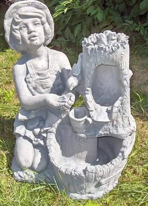 Casa Padrino Fontaine Art Nouveau Gris H. 59 cm - Décoration Elégante Jardin & Terrasse Fontaine en Pierre - Accessoires de Décoration Jardin & Terrasse Baroque & Art Nouveau Versand Am Gleichen Tag