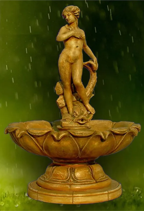 Casa Padrino Fontaine Art Nouveau Beige Antique Ø 145 x H. 210 cm - Magnifique Fontaine de Jardin - Fontaine de Décoration de Jardin - Accessoires de Décoration de Jardin Baroque & Art Nouveau Sichere Zahlung