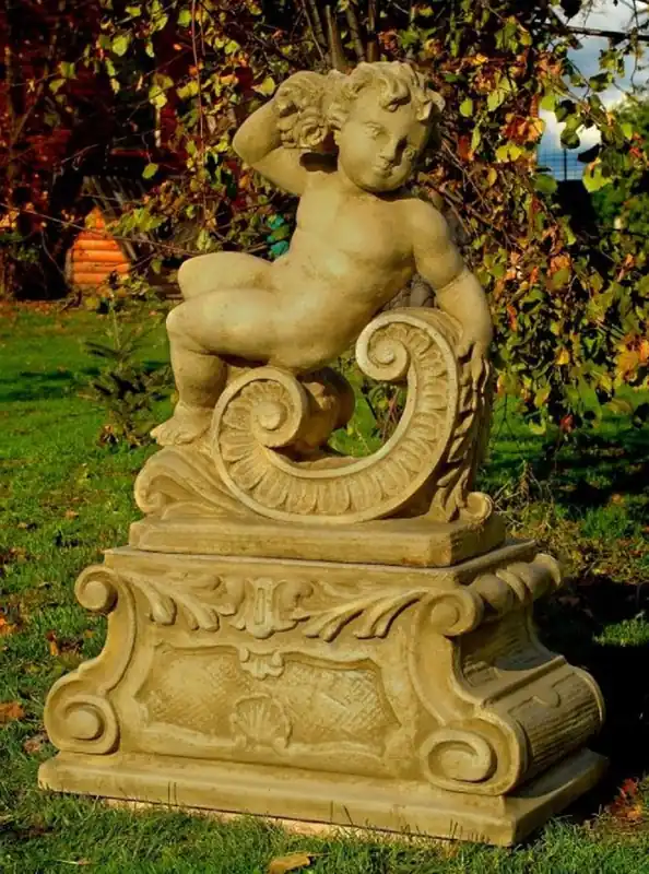 Casa Padrino sculpture de décoration de jardin baroque regarde à gauche 80 x 36 x H. 116 cm - Figurine de décoration de jardin avec socle - Accessoires Décoration Jardin et Terrasse Aktuell