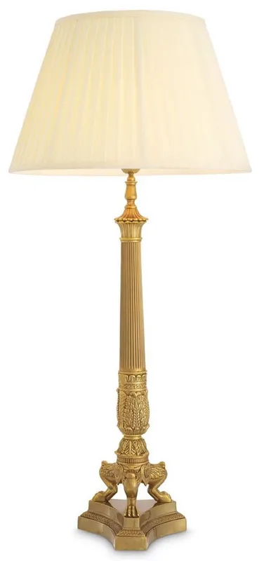 Sale Casa Padrino lampe de table baroque de luxe vintage laiton / crème Ø 46 x H. 100 cm - Magnifique lampe de bureau à abat-jour rond - Luminaires Baroques