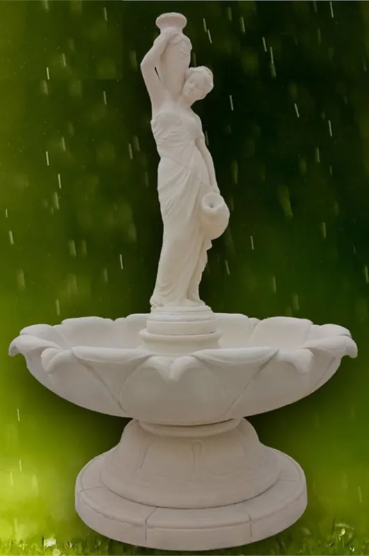 Casa Padrino fontaine Art Nouveau gris Ø 145 x H. 215 cm - Magnifique fontaine de jardin - Fontaine de décoration de jardin - Décoration de Jardin Baroque & Art Nouveau Schneller Versand
