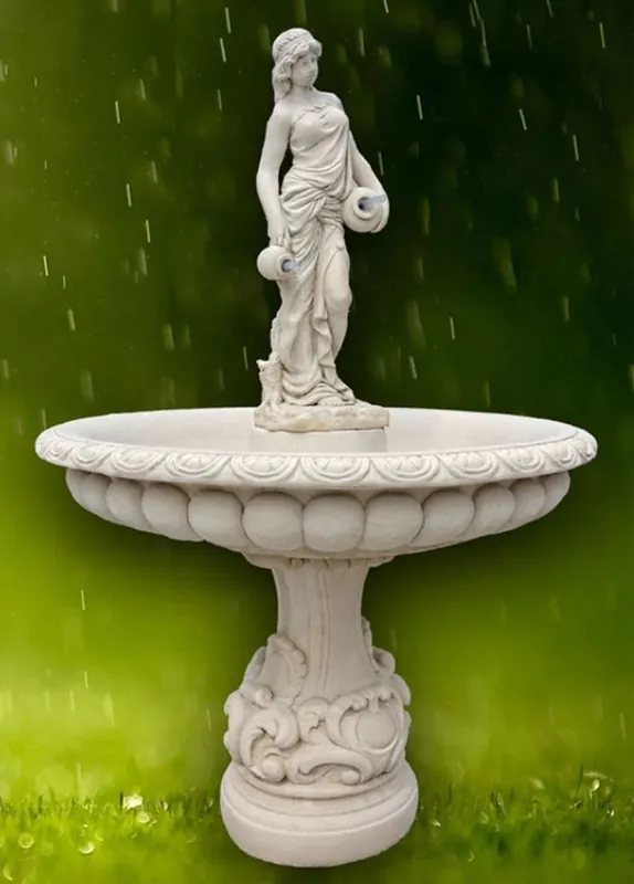 Schnäppchen Casa Padrino fontaine Art Nouveau gris / blanc Ø 114 x H. 171 cm - Magnifique fontaine de jardin - Fontaine de décoration de jardin - Décoration de Jardin Baroque & Art Nouveau