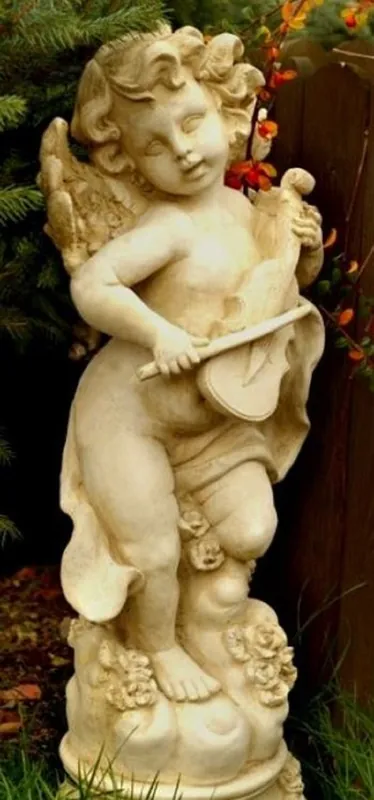 Angebot Casa Padrino sculpture décoration de jardin Art Nouveau ange sable / beige 32 x 28 x H. 81 cm - Figurine de décoration de jardin - Accessoires Décoration Jardin et Terrasse