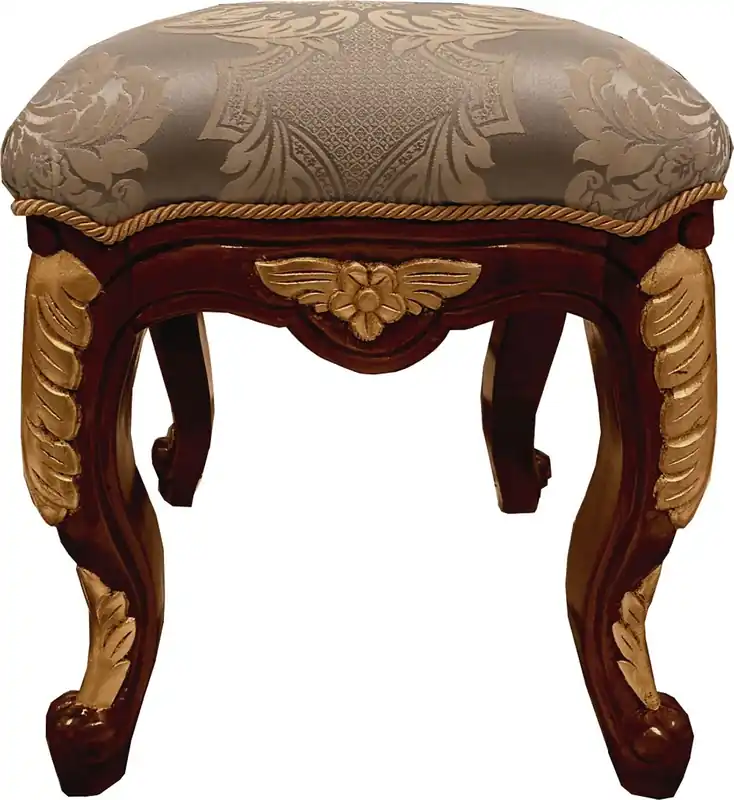 Pompöös by Casa Padrino tabouret baroque de luxe motif bleu clair / marron / or - Tabouret Baroque Pompöös Conçu par Harald Glööckler - Mobilier Baroque Pompöös Nur Für Kurze Zeit