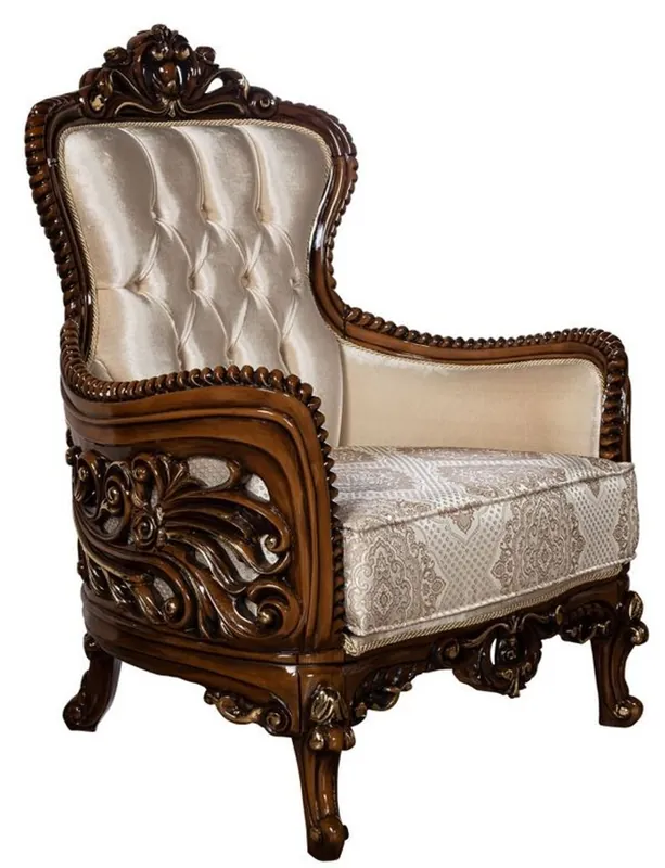 Rabatt Casa Padrino fauteuil baroque de luxe beige / marron / or - Magnifique fauteuil de salon avec motif élégant - Mobilier de salon baroque