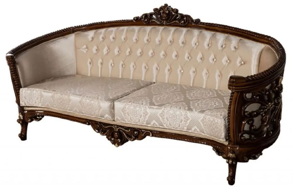 Casa Padrino canapé baroque de luxe beige / marron / or - Magnifique canapé de salon avec motif élégant - Mobilier de salon baroque Aktuell
