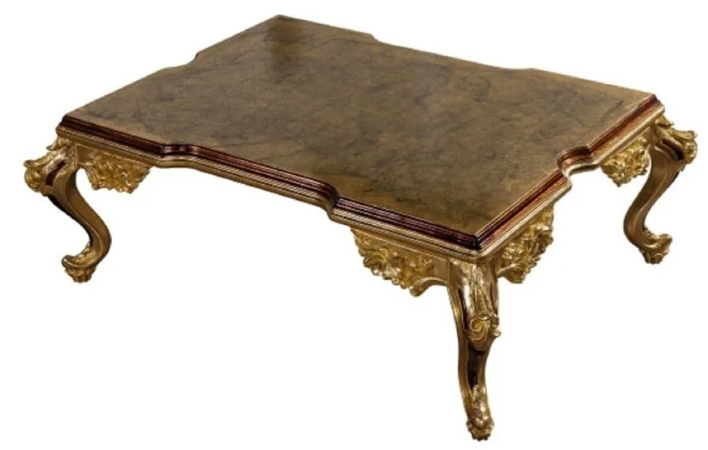 Mega-Angebot Casa Padrino table basse baroque de luxe or / marron - Table basse en bois massif de style baroque - Meuble de salon baroque - Noble & Magnifique