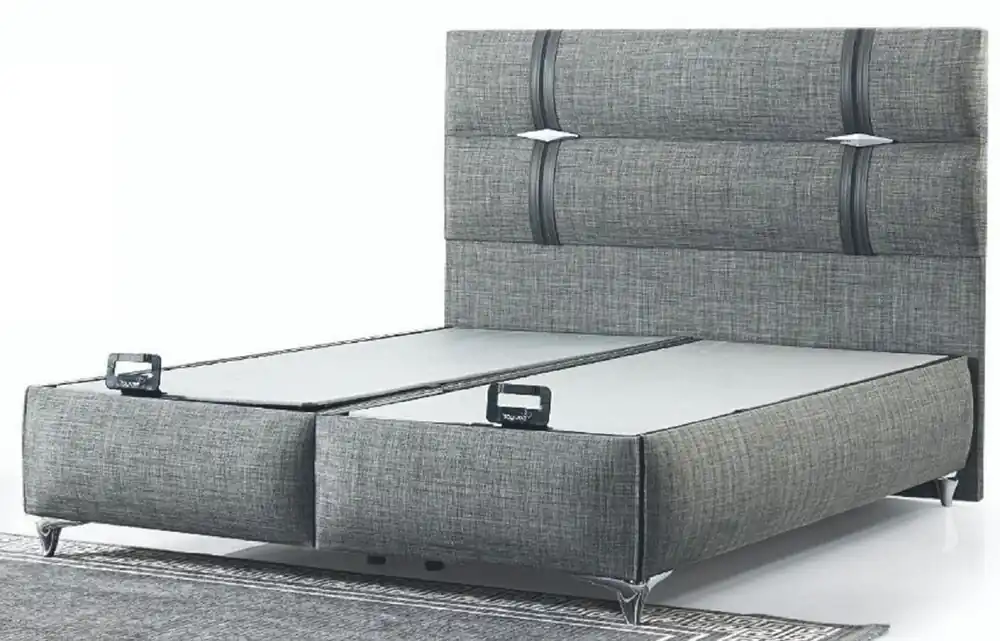 Casa Padrino lit double de luxe gris - Lit moderne en bois massif - Mobilier de Chambre et d'Hôtel Moderne - Collection de Luxe Solange Der Vorrat Reicht