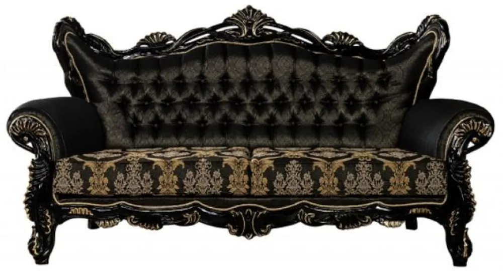 Casa Padrino canapé baroque de luxe noir / or - Magnifique canapé de salon avec motif élégant - Meuble de salon baroque Jetzt Bestellen