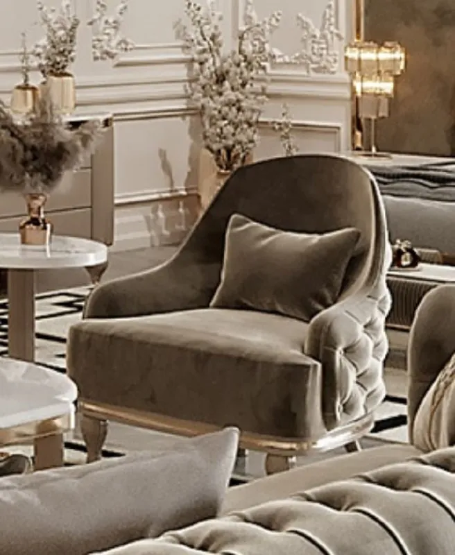 Neu Casa Padrino fauteuil de salon Art Déco de luxe gris / or 81 x 80 x H. 104 cm - Mobilier de Salon Art Déco - Collection de Luxe