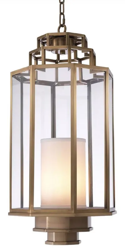 Preisknaller Casa Padrino lampe suspendue de luxe laiton antique / crème Ø 32,5 x H. 69 cm - Lanterne pour Hôtel et Restaurant de Luxe - Collection de Luxe