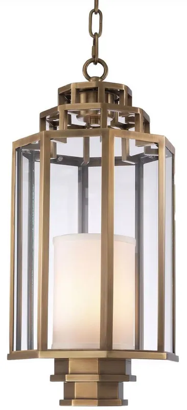 Casa Padrino lampe suspendue de luxe laiton antique / crème Ø 24 x H. 55 cm - Lanterne pour Hôtel et Restaurant de Luxe - Collection de Luxe Schnäppchen