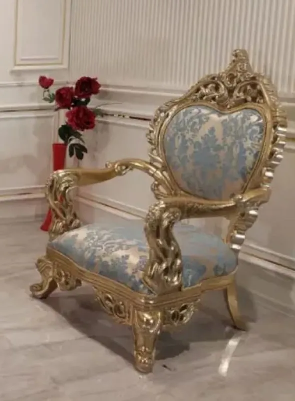 Begrenztes Angebot Casa Padrino fauteuil baroque de luxe avec motif élégant turquoise / rose / or - Meuble de salon de style baroque - Noble & Magnifique