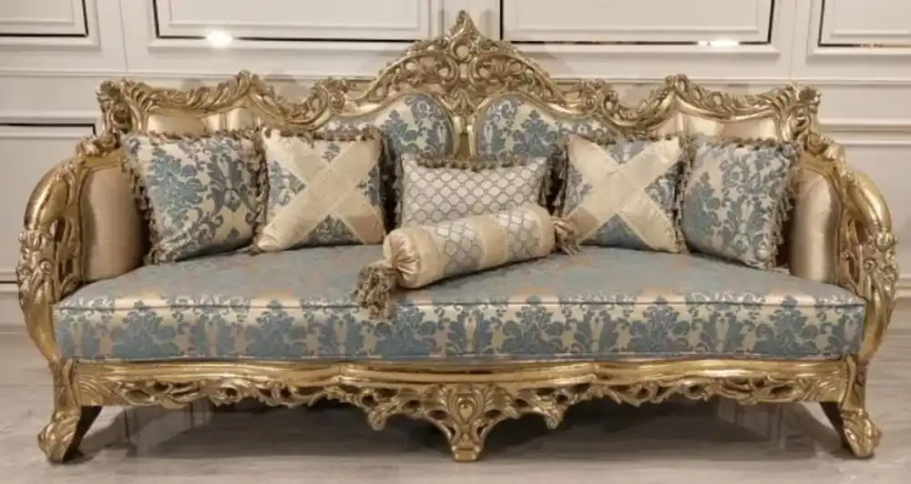 Preiswert Casa Padrino canapé baroque de luxe avec élégant motif turquoise / rose / or - Canapé de salon fait main de style baroque - Meubles de salon baroques - Noble & Magnifique