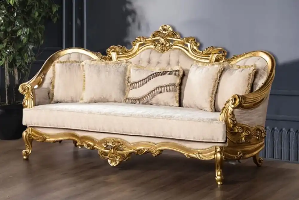 Casa Padrino canapé baroque de luxe crème / or - Magnifique canapé de salon avec motif - Meuble de Salon Baroque - Noble & Magnifique Jetzt Bestellen
