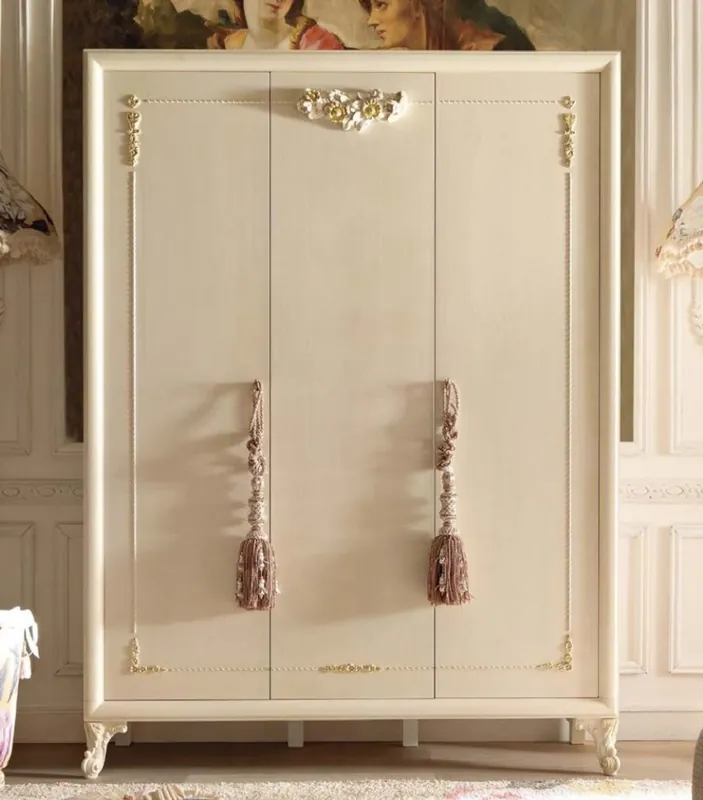 Preiswert Casa Padrino armoire de chambre baroque de luxe crème / or - Armoire fait main avec 3 portes - Mobilier de chambre baroque - Qualité de Luxe - Fabriqué en Italie