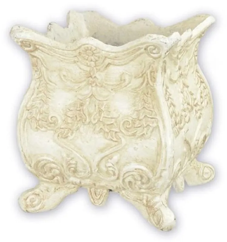 Direkt Vom Hersteller Casa Padrino pot de fleurs Art Nouveau blanc 20 x 20 x H. 21,2 cm - Cache pot élégant en fonte - Accessoires de Décoration Jardin & Terrasse Baroque & Art Nouveau