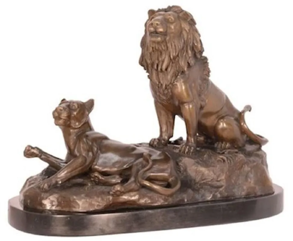 Geprüft Casa Padrino sculpture décorative en bronze de luxe lion & lionne bronze H. 29 cm - Figure décorative en bronze - Figurine de Décoration - Accessoires de Décoration - Collection de Luxe