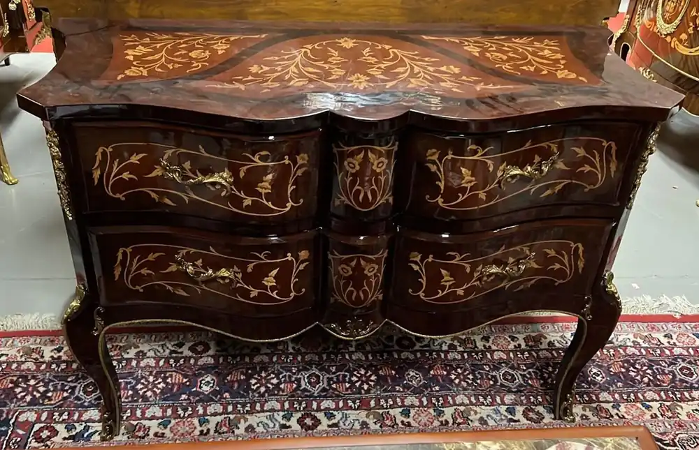 Günstig Casa Padrino commode baroque marron foncé / marron / or - Commode fait main en bois massif de style ancien avec 2 tiroirs - Meuble de salon baroque