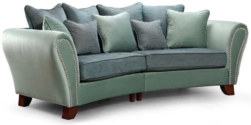 Casa Padrino canapé 3 places de luxe vert / bleu / marron foncé 290 x 120 x A. 100 cm - Canapé de salon incurvé - Mobilier de salon de luxe Online Kaufen