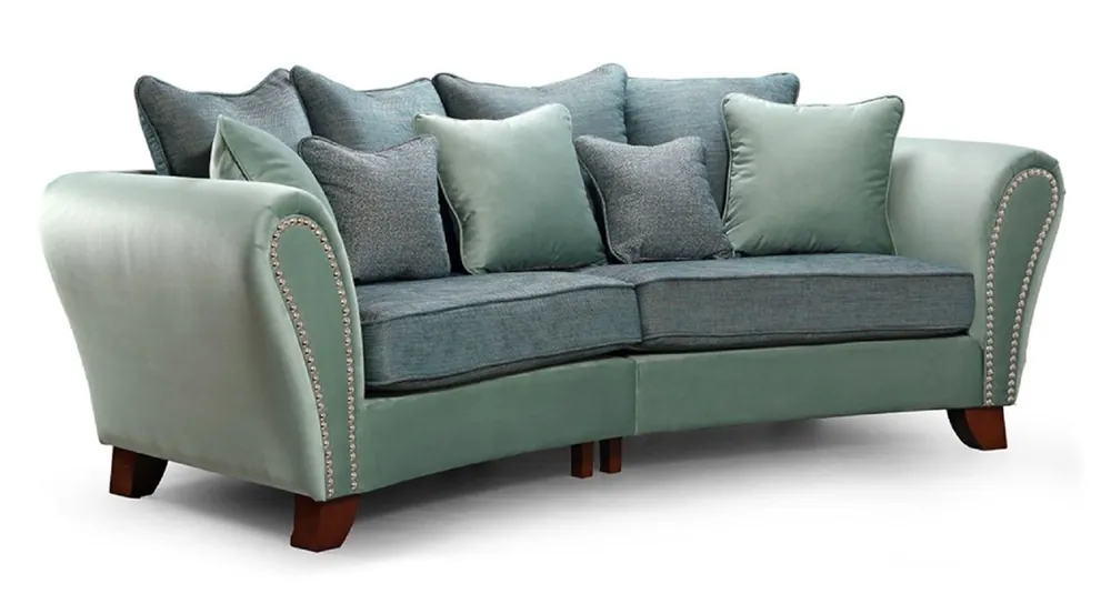 Casa Padrino canapé 2 places de luxe vert / bleu / marron foncé 250 x 120 x A. 100 cm - Canapé de salon incurvé - Mobilier de salon de luxe Schnäppchen