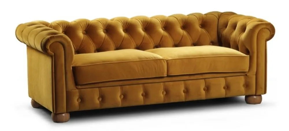 Casa Padrino canapé enfant Chesterfield de luxe ocre / marron clair 152 x 67 x H. 53 cm - Canapé pour Enfants Chesterfield - Mobilier Enfant Chesterfield de Luxe Nur Heute