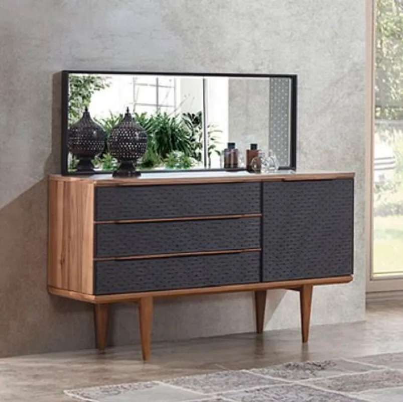 Casa Padrino ensemble de chambre de luxe marron / gris / noir - 1 Commode de Luxe & 1 Miroir Mural de Luxe - Mobilier de Chambre Moderne - Collection de Luxe Schneller Versand