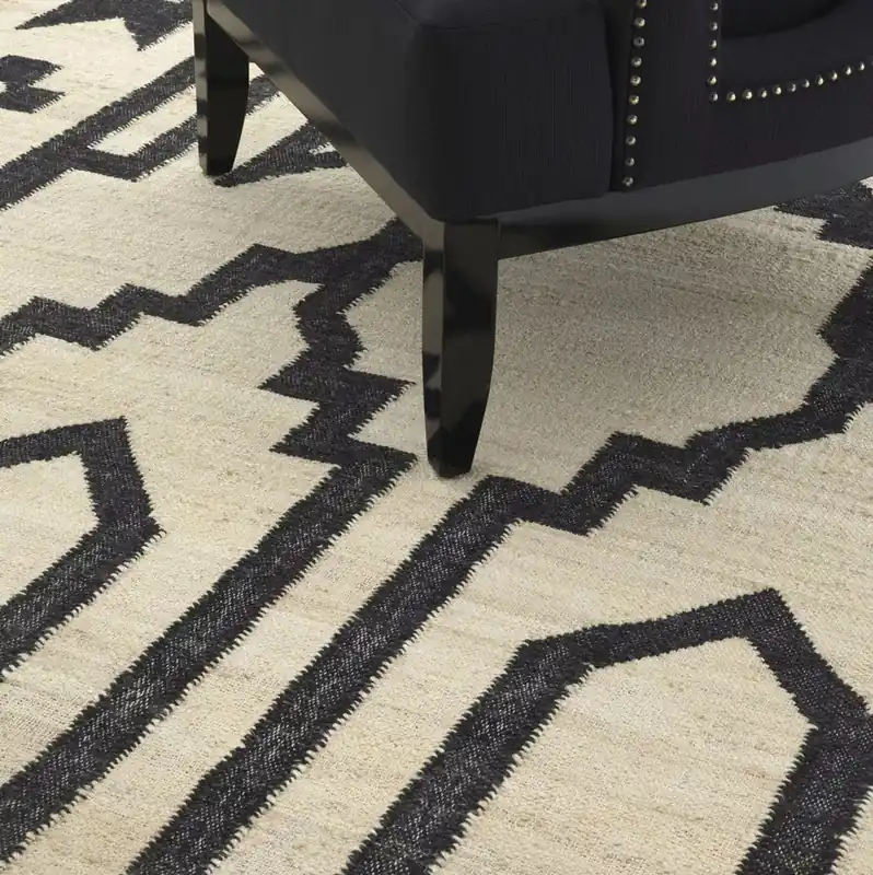 Top-Angebot Casa Padrino tapis de luxe en jute et laine naturel / noir 300 x 400 cm - Tapis salon & hôtel tissé main - Accessoires de décoration salon - Qualité de Luxe