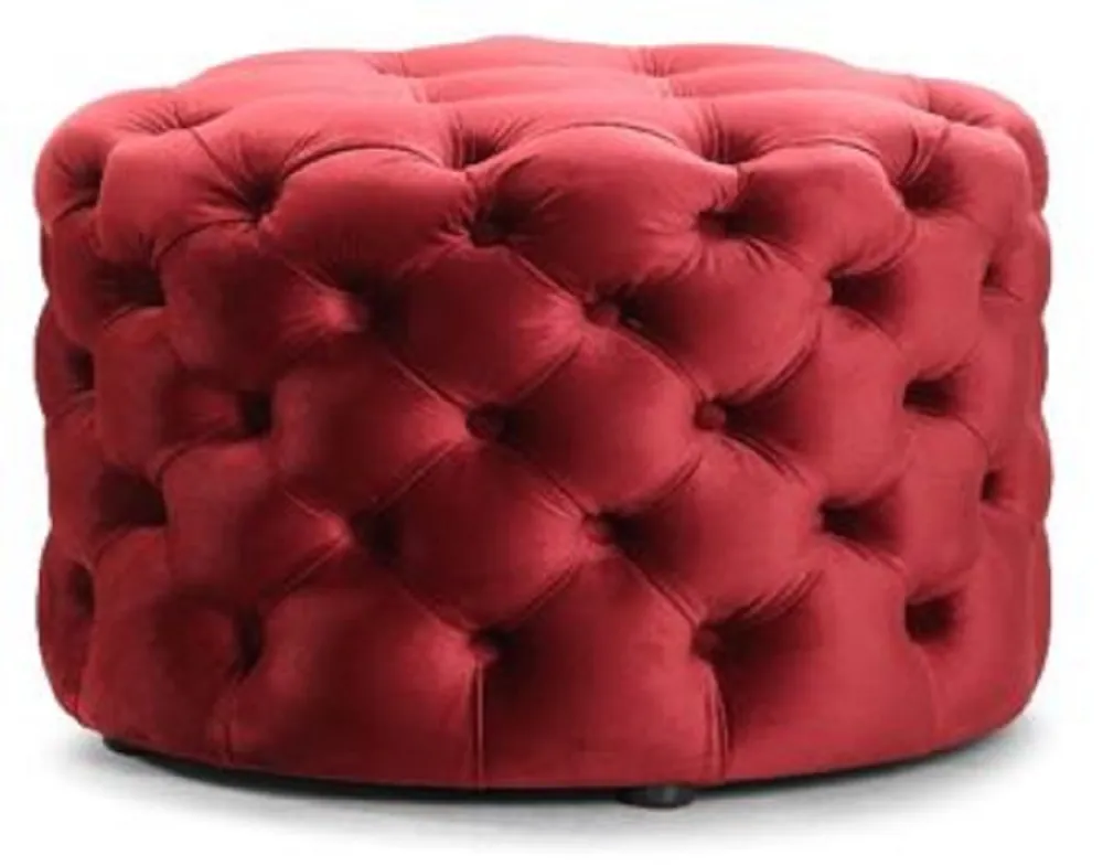 Casa Padrino Pouf Chesterfield de Luxe Rouge Ø 80 x H. 48 cm - Tabouret Rond - Tabouret Chesterfield - Mobilier de Salon Chesterfield Sonderaktion