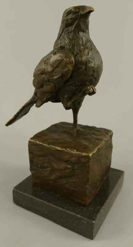 Casa Padrino figurine déco oiseau bronze / noir 10 x 13 x H. 20 cm - Figurine bronze - Déco sculpture - Décoration salon - Décoration bureau Must-Have