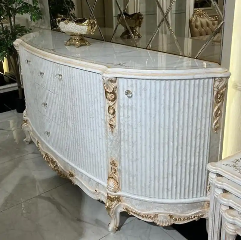 Garantierte Lieferung Casa Padrino buffet baroque de luxe blanc / or - Magnifique armoire en bois massif avec 4 portes et 3 tiroirs - Meuble Baroque - Noble & Magnifique
